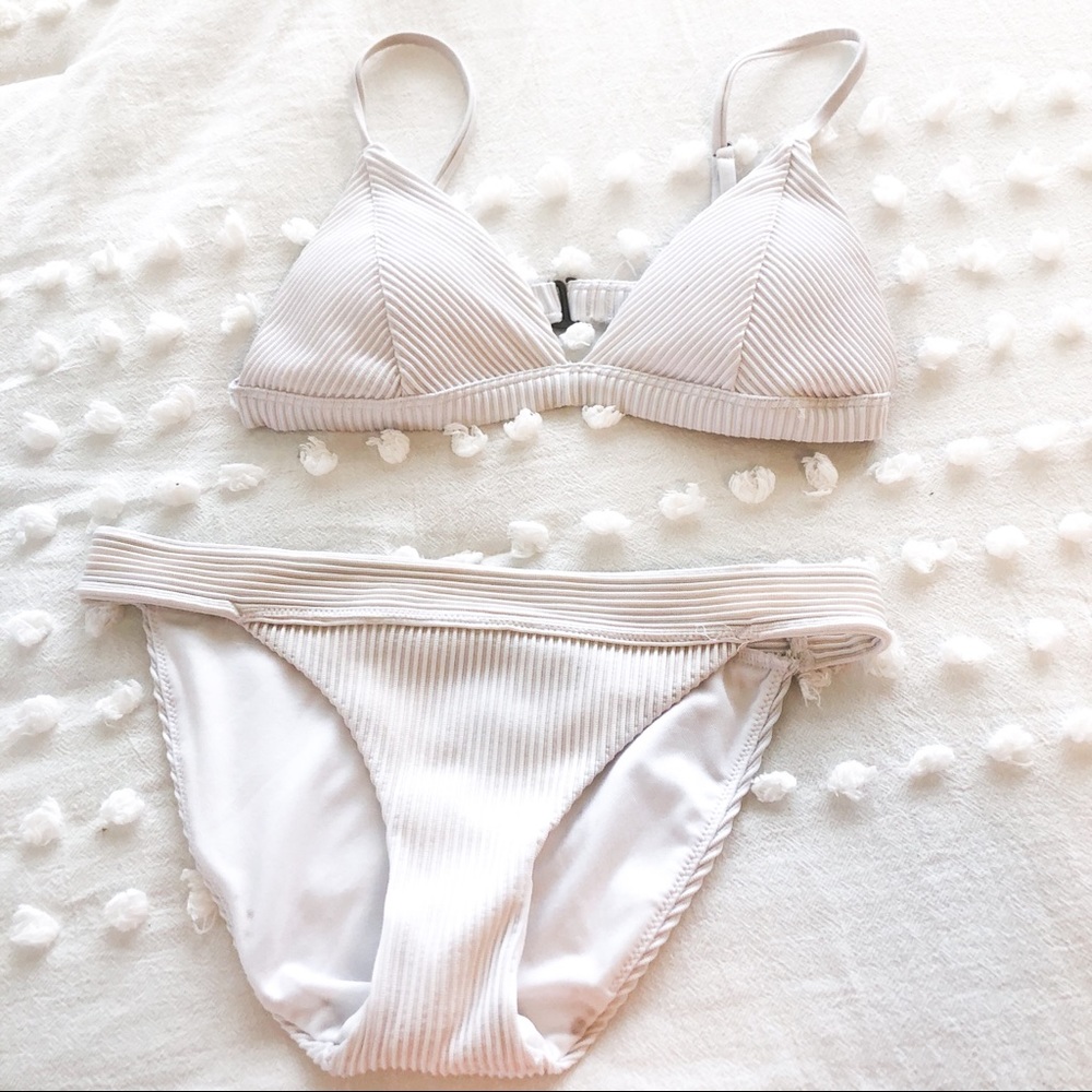 Hollister White Ribbed Bikini